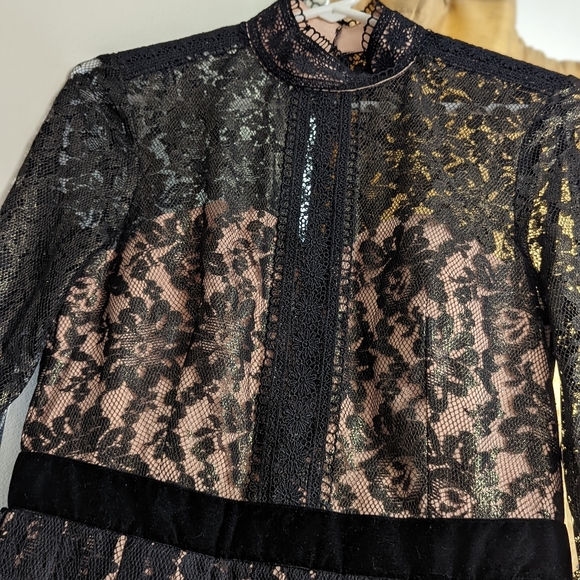 Little Mistress Maternity Allover Cutwork Lace Midi Dress - Picture 3 of 10